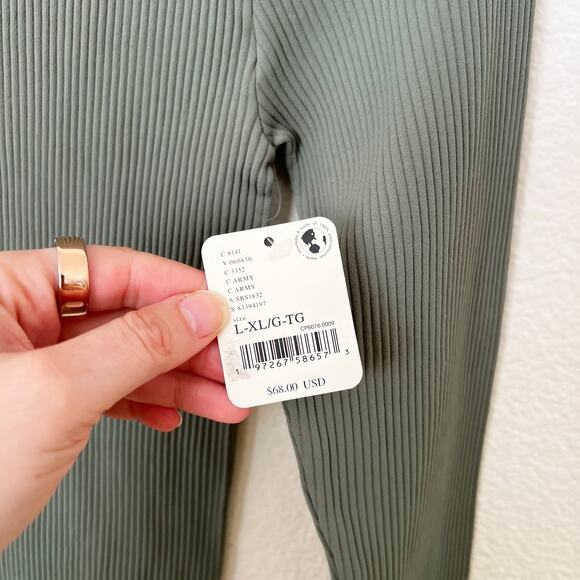 [Free People] Army Green XYZ Bodysuit Long Sleeve Ribbed Turtleneck NWT Sz L/XL - Picture 11 of 12